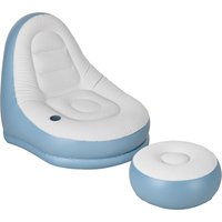 Outsunny Aufblasbares Sofa mit Fußhocker und Becherhalter, Luftsofa für Camping und Zuhause, Weiß, 125x100x87cm Aosom.de – Ansicht 1