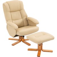 HOMCOM Relaxsessel mit Fußhocker, drehbar 360° und verstellbarer Rückenlehne, TV-Sessel, belastbar bis 120 kg, für Wohnzimmer, Schlafzimmer, Büro, Beige Aosom – Ansicht 1