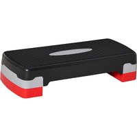 HOMCOM Steppbrett Aerobic Fitness 2-stufig höhenverstellbar (10/20 cm), Heimtrainer Stepper, Schwarz+Grau+Rot, 68x28x15cm Aosom