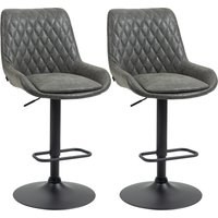 HOMCOM 2er-Set Barhocker höhenverstellbar mit Rückenlehne, Küchenhocker Kunstleder Dunkelgrau für Bar und Küche Aosom.de – Ansicht 1