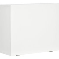 HOMCOM Wandklapptisch Zusammenklappbar und Platzsparend mit Regalen, für Büro, Wohnzimmer und Arbeitszimmer, aus Spanplatte und MDF, 60x21.5x50 cm, Weiß Aosom – Ansicht 1