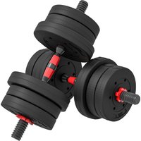 HOMCOM 2 in 1 Hanteln Set 20 kg verstellbare Kurzhantel & Langhantel professionell Dumbbell Krafttraining und Gewichtheben für Zuhause Fitness Aosom – Ansicht 1