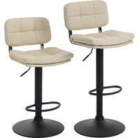 HOMCOM 2er-Set Vintage Barhocker mit Chesterfield-Steppung - drehbar, höhenverstellbar - Fußstütze - Creme PU-Bezug im Used-Look Aosom – Ansicht 1