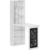 HOMCOM Schreibtisch klappbar mit 6 Fächer Bücherregal mit 3 Regale Computertisch Bürotisch E1 Spanplatte Metallrahmen Weiß 98 x 51 x 153 cm Aosom – Ansicht 1