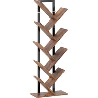 HOMCOM 9-stufiges Baumregal, Industrielles Aufbewahrungsmöbel mit Stahlrahmen, für Bücher, CDs, DVDs, Alben im Wohnzimmer, Schlafzimmer, Büro, 50 x 24 x 136 cm, – Ansicht 1