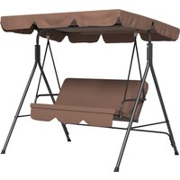 Outsunny Hollywoodschaukel mit verstellbarem Sonnendach, 3-Sitzer Gartenschaukel mit Anti-Rutsch-Füßen, wasserabweisend Schaukelbank belastbar bis 200 kg, für G – Ansicht 1