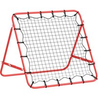 HOMCOM Fußball Rückprallwand Rebounder Tor Netz 96 x 80 x 96 cm, verstellbarer Winkel, rot-schwarz, ideal für Training & Spiel Aosom.de