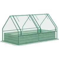 Outsunny Großes Außen-Hochbeet mit Mini-Gewächshaus, Stadtgarten aus verzinktem Stahl mit offenem Boden, wetterbeständig, für Patio, Terrasse, Balkon, 185x95x92 – Ansicht 1