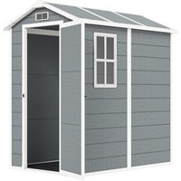 Outsunny Gerätehaus 2,1m², Wasserdicht Gartenhaus mit Boden Pultdach, 131x186x198/172 cm, Geräteschuppen mit Abschließbar Tür, Fenster Fahrradgarage, Gartenschr – Ansicht 1