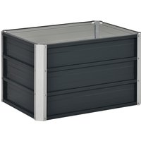 Outsunny Hochbeet Stahl Gartenbeet Pflanzkasten dunkelgrau 66x47x40cm inkl. Handschuhe robust für Gemüse & Blumen Aosom.de – Ansicht 1