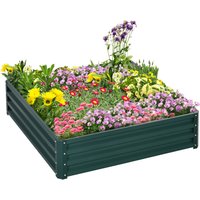 Outsunny Hochbeet aus Stahl Blumenkasten 120x120x30cm für Garten Terrasse Balkon Gemüsebeet in Grün Aosom.de – Ansicht 1