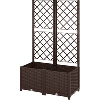 Outsunny Blumenkasten mit Gitter, erhöhtes Gartenbeet, Outdoor-Blumenkasten mit 6 Drainagelöchern, Wasserrückhaltebecken, Blumenkasten für Balkon Terrasse Patio – Ansicht 1