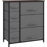 HOMCOM Schubladenschrank Aufbewahrungsschrank mit 7 faltbaren Stoffschubladen, Metallgestell in Holzoptik, grau, 63,5x30x71cm Aosom.de