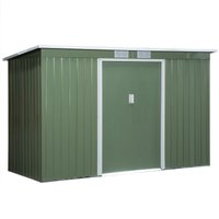 Outsunny Gerätehaus, Gartenhaus, Geräteschuppen mit Schiebetür, Lüftungsfenster, Pultdach, Outdoor, Stahl, Hellgrün, 280 x 130 x 172 cm Aosom – Ansicht 1