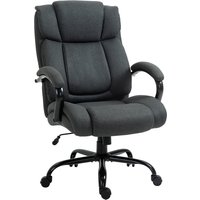 Vinsetto Bürostuhl, Ergonomischer Chefsessel, Gepolsterter Schreibtischstuhl mit Armlehne, Höhenverstellbarer Drehstuhl mit Wippfunktion, Leinenoptik, bis 220 k – Ansicht 1