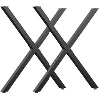 HOMCOM Set mit 2 Tischbeinen aus X-förmigem Stahl - 70L x 8B x 72H cm - Industriedesign Aosom – Ansicht 1