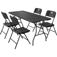 Outsunny 5-teiliges klappbares Camping-Set Klapptisch mit Stühlen Enthält 1 Tisch 180x74x74 cm und 4 Stühle Wasserdichte HDPE-Platte und Metallgestell für Campi – Ansicht 1