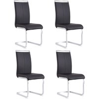 Esszimmerstühle 4er set 43x54x100 cm Schwarz Verchromtes Metallgestell Ergonomischer Ledersessel Set Aosom.de – Ansicht 1