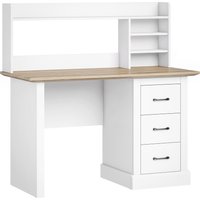 HOMCOM Computertisch mit 3 Schubladen, 120x55cm, Schreibtisch mit Stauraum, Offene Regale und Große Tischplatte, Schreibtisch für Wohnzimmer, Zuhause, Kleine Rä – Ansicht 1