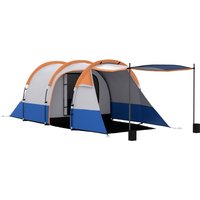 Outsunny Campingzelt, Tunnelzelt für 3 Personen, mit Lichthaken, Vorzelt, 2 Räumen, Winddicht Familienzelt mit Tragetasche, 2000mm Wasserabweisend Pop Up Zelt f