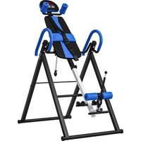 HOMCOM Klappbarer Inversionstisch für Krafttraining, verstellbarer Sicherheitsgurt, 3-stufige Neigung, Stahl, blau schwarz Aosom – Ansicht 1