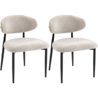 HOMCOM Esszimmerstühle 2er Set Küchenstuhl mit Leinenoptik, gebogene Rückenlehne und breiter Sitz Moderner Polsterstuhl mit Stahlbeinen Essstuhl für Esstisch, W – Ansicht 1