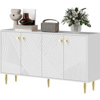 HOMCOM Buffet Wohnzimmer Aufbewahrungsschrank mit verstellbaren Regalen, Türenschränken, moderner Buffet für Wohnzimmer, Küche, Esszimmer, 140 x 35 x 77,5 cm, W – Ansicht 1