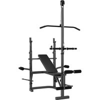 SPORTNOW Hantelbank Multifunktional Verstellbar, Hantelbank mit Stangenhalter, Beinstreckung, Bizepscurl und Schmetterling, für Training zu Hause, Fitnessstudio – Ansicht 1
