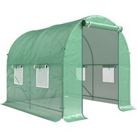 Outsunny Foliengewächshaus Tomatengewächshaus Treibhaus Folientunnel Frühbeet mit Fenster Grün 245 x 200 x 198 cm Aosom – Ansicht 1