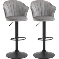 HOMCOM 2er-Set Barhocker drehbare Barstühle mit Lehne höhenverstellbar Samt Touch grau, armlos, 51,5x57,5x93-114,5cm für Küche & Bar Aosom.de – Ansicht 1