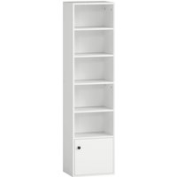 HOMCOM Bücherregal Aufbewahrungsmöbel 6 Ebenen mit 3 verstellbaren Einlegeböden und Schrank, moderner Stil, für Wohnzimmer, Büro, Esszimmer, weiß Aosom – Ansicht 1