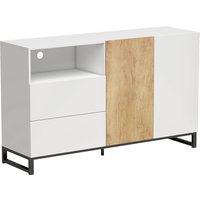 HOMCOM Sideboard Moderner Aufbewahrungsschrank mit 2 Soft-Close-Türen und 2 Schubladen, Beistellschrank mit Offenem Fach für TV, Wohnzimmer, Küche, Esszimmer, B – Ansicht 1
