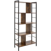 HOMCOM Bücherregal, Schmal Standregal Regal mit 5 Ebenen, Büroregal für Wohnzimmer, Schlafzimmer, Büro, Küche, 77 x 30 x 57,5 cm, Rustikales Braun Aosom – Ansicht 1