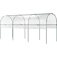 Outsunny Gewächshaus winterfest Foliengewächshaus mit Bogendach, Erdanker Robuster Stalrahmen, Offenes Treibhaus zum Stecken, 400 x 123 x 171cm, Tomatenhaus für – Ansicht 1