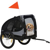 PawHut Hundetransportanhänger bis 20kg für mittelgroße Hunde, mit Netzfenstern, Sicherheitsleine, 140x71x83cm, Oxfordstoff, Schwarz Aosom.de – Ansicht 1