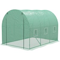 Outsunny Garten-Gewächshaus Tunnel 6 m² Gewächshaus für Tomaten mit integriertem Bewässerungssystem 3L x 2B x 2H m Verstärkter Stahl + PE Hochdichte 140 g/m² 6  – Ansicht 1