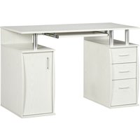 HOMCOM Computerschreibtisch, PC-Schreibtisch 120 x 55 cm mit Tastaturauszug, 3 Schubladen, Halter für PC-Gehäuse und offene Ablagen, für Schlafzimmer, Zuhause, 