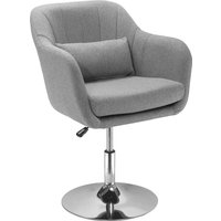 HOMCOM Arbeitshocker, höhenverstellbar, Drehstuhl Büro, Akzentstuhl im Retro-Design, Leinen, Grau Aosom.de – Ansicht 1