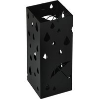 HOMCOM Regenschirmständer Schirmständer mit 4 Haken, Wasserauffangschale Regenschirmhalter für Flur, Regenschirme & Gehstöcke Stahl 15,5 x 15,5 x 40 cm Schwarz  – Ansicht 1