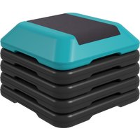SPORTNOW Aerobic-Stepper Übungsstufe mit 5 verstellbaren Höhen 10/15/20/25/30 cm, Fitness-Stepper belastbar bis 150 kg für Heimtraining, Fitnessstudio, blau Aos – Ansicht 1
