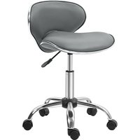 HOMCOM Rollenhocker Arbeitshocker höhenverstellbar 44-56 cm mit Rückenlehne, 360° drehbar für Massagesalon, Büro, Klinik, grau Aosom – Ansicht 1