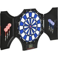 SPORTNOW Elektronische klappbare Dartscheibe mit 2 Türen, 31 Spielen, 285 Variationen für bis zu 8 Spieler, LCD-Anzeige, Lautsprecher, Schwarz Aosom – Ansicht 1
