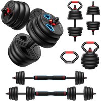 FEIERDUN 10kg-20kg Hanteln Verstellbar 2er Set, 5-in-1 Hantelset Dumbbell Set, Langhantel, Kettlebell, Liegestützständer für Ganzkörpertraining, Krafttraining f – Ansicht 1