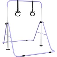 HOMCOM Gymnastikstange für Kinder, Faltbares Turnreck, Höhenverstellbare Reckstange mit Ringen, Turnstange für Kinder ab 3 Jahre , 88-128cm Trainingsgerät bis 5 – Ansicht 1