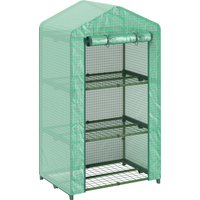 Outsunny Garten-Gewächshaus mit 3 Ebenen, Außen-Gewächshaus mit 3 Regalböden, aufrollbare Tür, Metallrahmen, PE-Abdeckung, UV-beständig, wasserdicht, für Terras – Ansicht 1