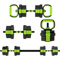 SPORTNOW Verstellbares Hantelset, 4-in-1, 20 kg, Gewichtssatz als Kettlebell, Langhantel, Hanteln oder Liegestützständer, Fitnessgerät für Männer und Frauen, He – Ansicht 1