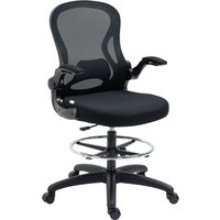 Vinsetto Bürostuhl, Ergonomischer Zeichenstuhl mit verstellbarem Fußring, Drehstuhl, 102-122 cm Höhenverstellbarer Arbeitsstuhl mit Rollen und Lendenwirbelstütz – Ansicht 1