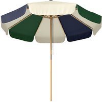 Outsunny Gartenschirm mit Seilzug Sonnenschutz UPF30+ - Ø 226 cm Retro-Holzoptik mit Volants - Kippbarer Marktschirm für Terrasse und Balkon, Creme und Dunkelgr – Ansicht 1
