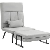 HOMCOM Schlafsessel 1-Sitzer, Schlafsofa mit 5-fach verstellbarer Rückenlehne, Armlehnen und Kissen, Samt-Effekt, Grau Aosom – Ansicht 1