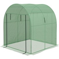 Outsunny Tunnel Gewächshaus für Gemüse 1,8x1,8x2m, Garten Gewächshaus UV-Beständig mit Rolltüren und Fenstern, aus Stahl und PE, Grün Aosom – Ansicht 1